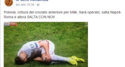 FOTO - "Salta con noi Milik", squallido messaggio da una pagina di tifosi romanisti