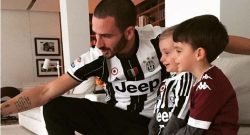 Juve, Bonucci porta il figlio Lorenzo a vedere il Toro [FOTO]